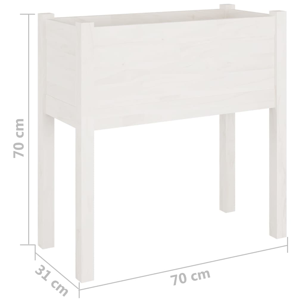 Garden Planter White 70x31x70 cm Solid Pinewood