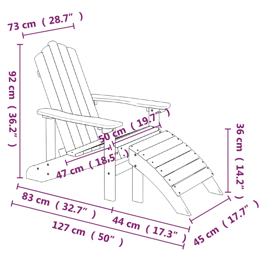 Garden Adirondack Chair with Footstool HDPE Anthracite