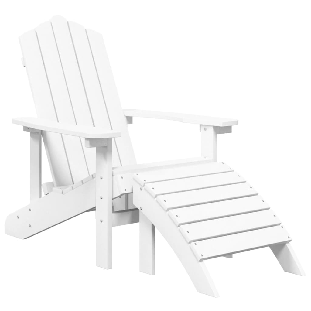 Garden Adirondack Chairs 2 pcs with Footstools HDPE White