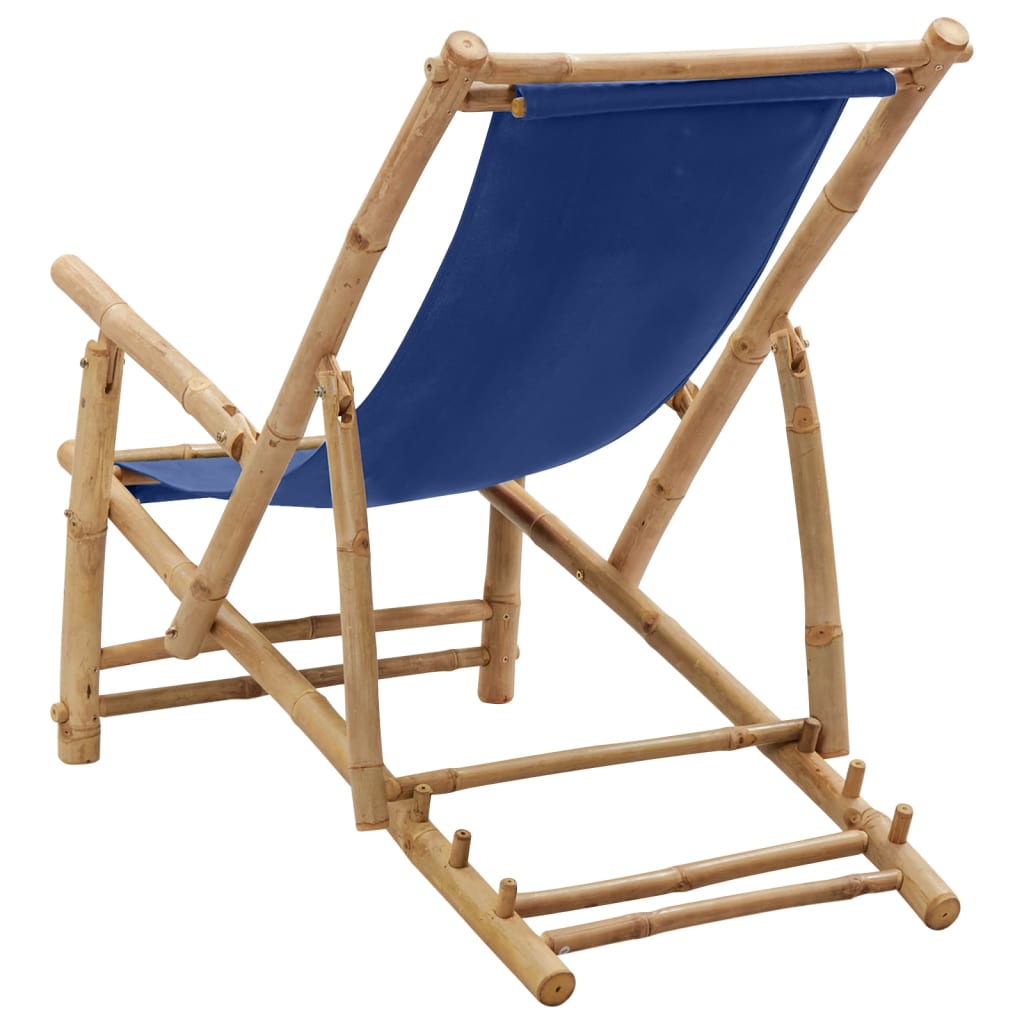 Deck Chair Bamboo and Canvas Navy Blue