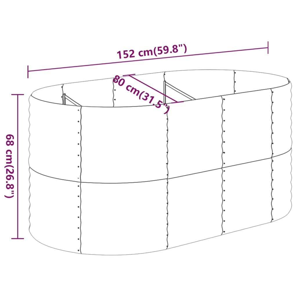 Garden Raised Bed Powder-coated Steel 152x80x68 cm Silver