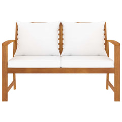 Garden Bench 120 cm with Cream Cushion Solid Wood Acacia