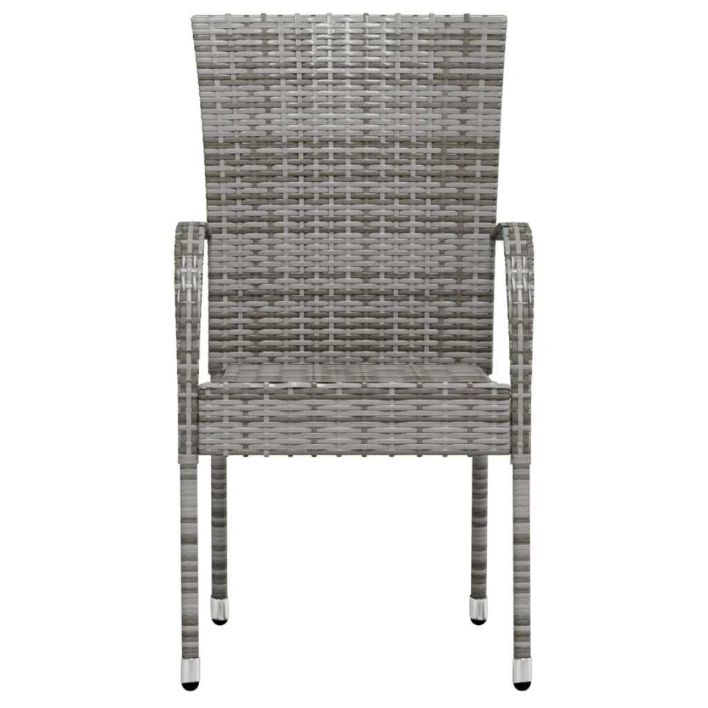 3 Piece Garden Dining Set Poly Rattan Grey