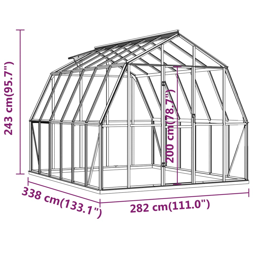 Greenhouse with Base Frame Anthracite 9.53 m² Aluminium