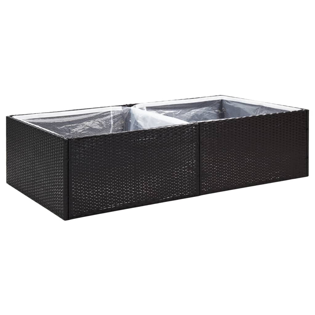 Garden Planter Black 157x80x40 cm Poly Rattan