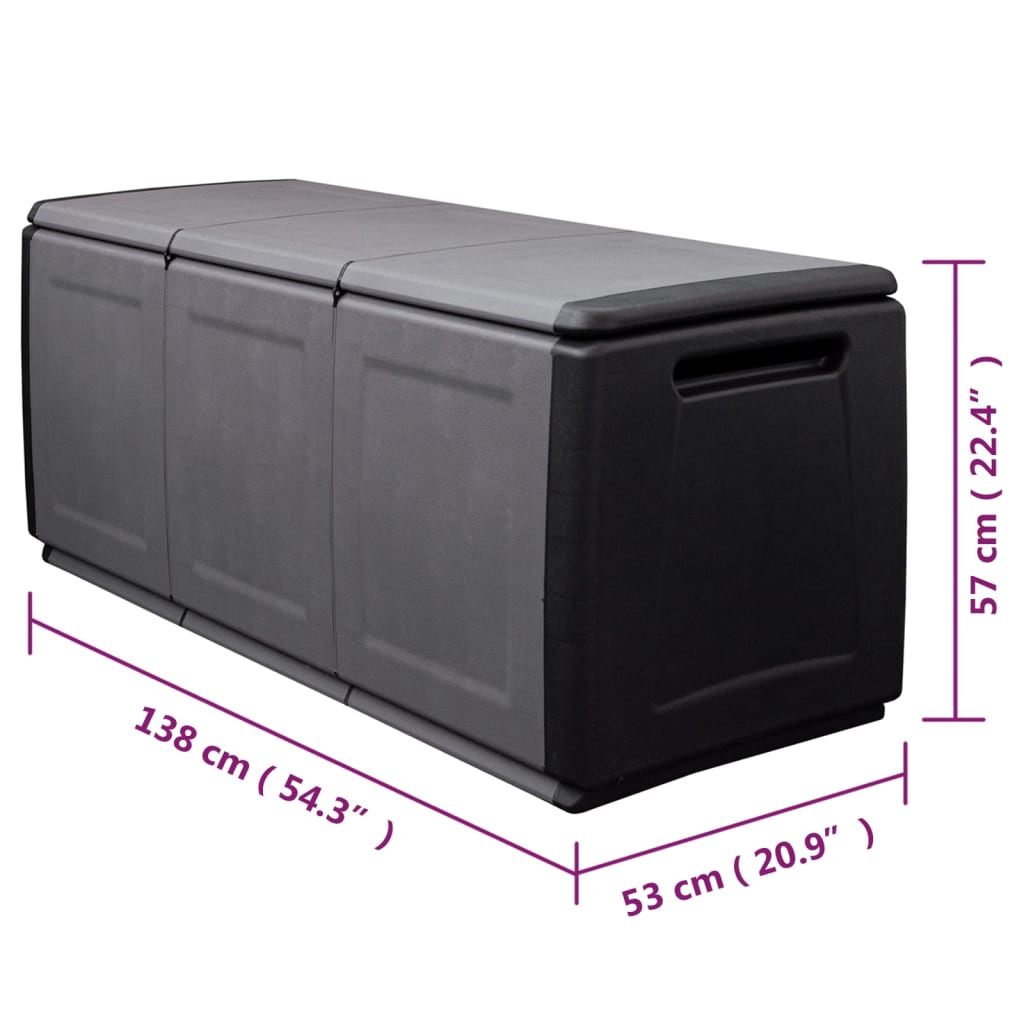 Garden Storage Box 138x53x57 cm 330 L Dark Grey and Black