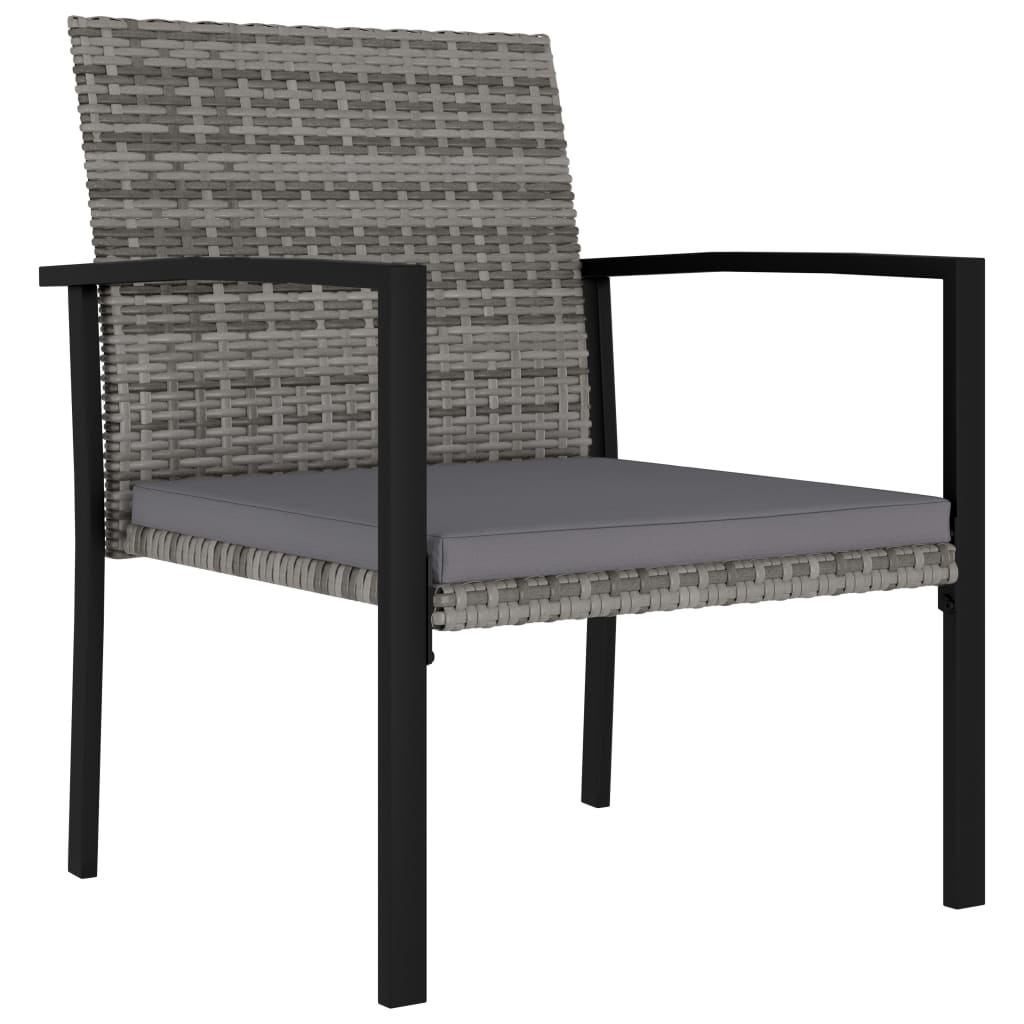 3 Piece Outdoor Dining Set Poly Rattan Grey