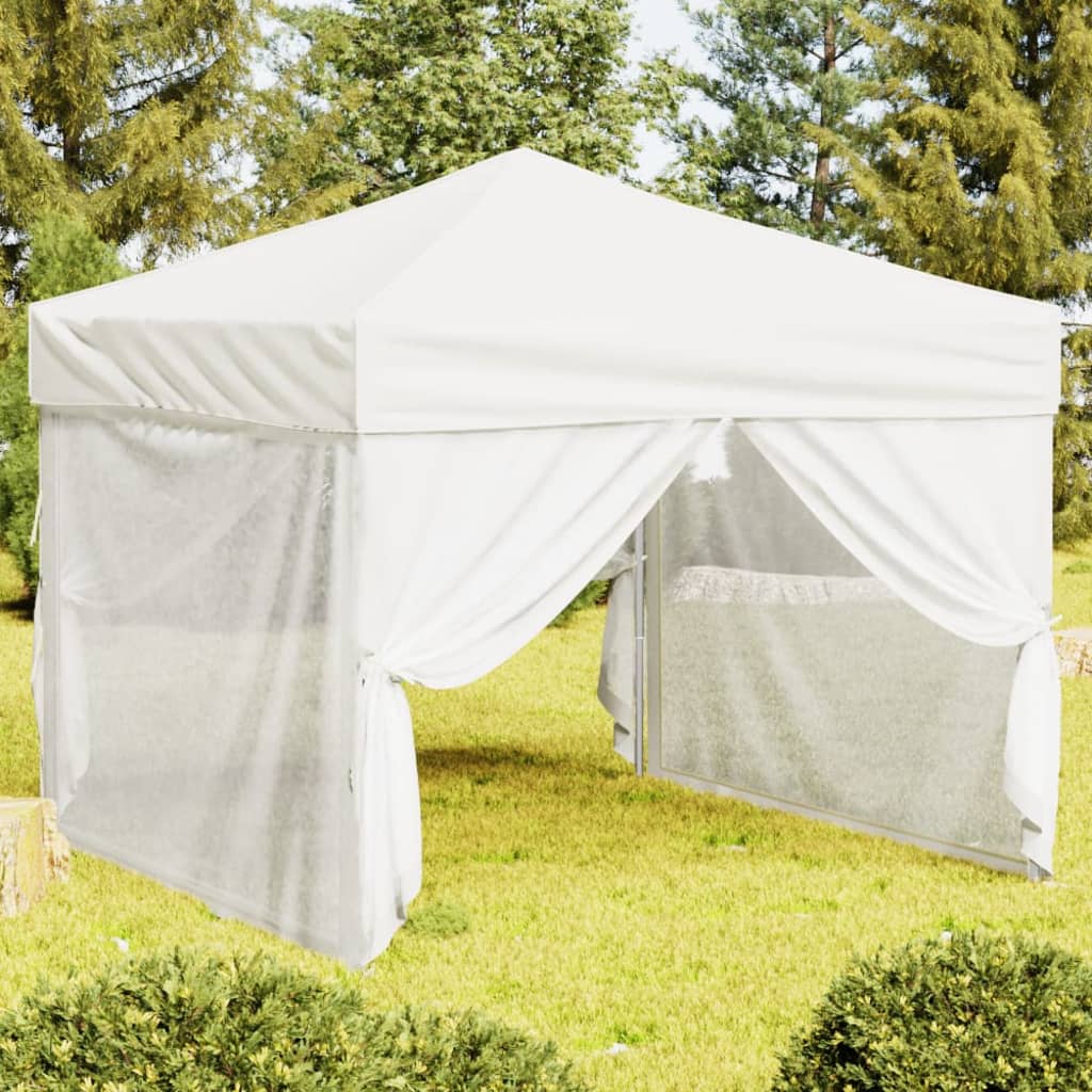 Folding Party Tent with Sidewalls White 3x3 m