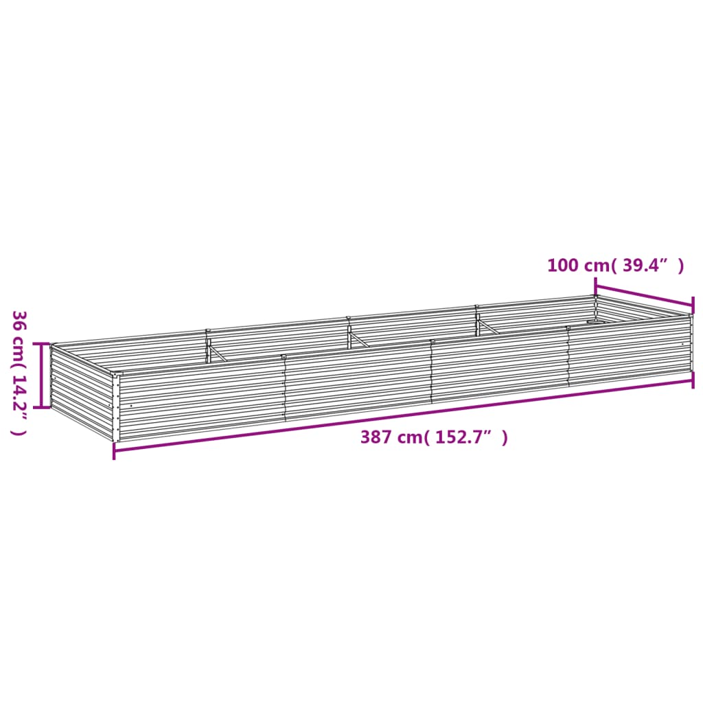 Garden Raised Bed 387x100x36 cm Corten Steel