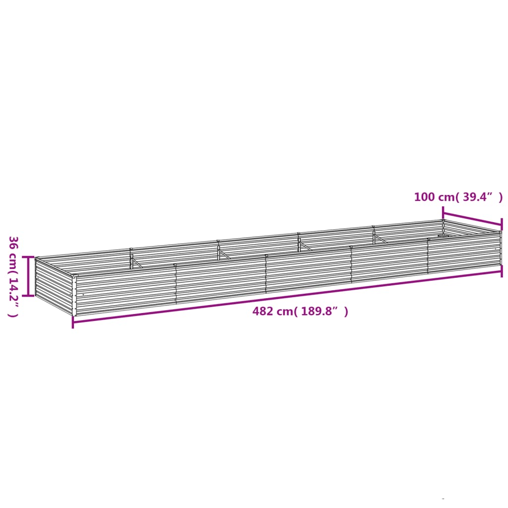 Garden Raised Bed 482x100x36 cm Corten Steel