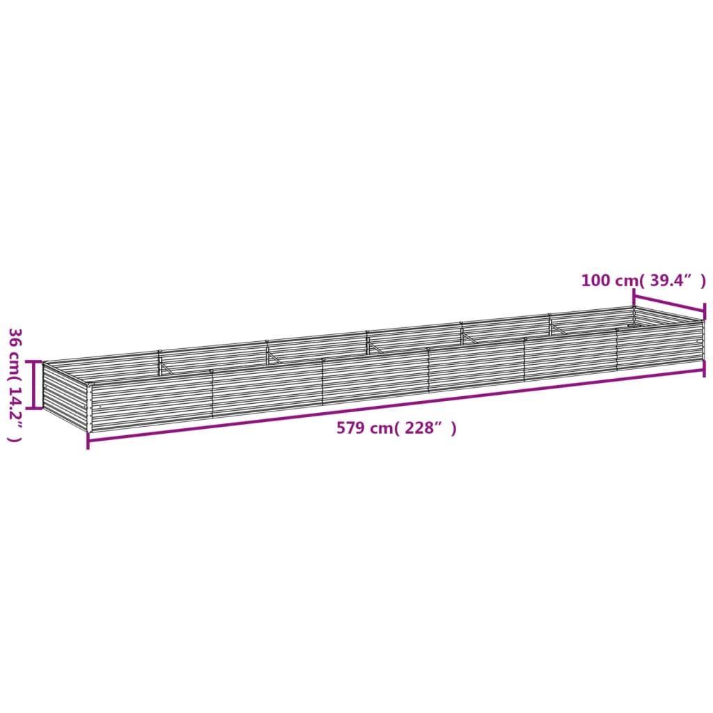 Garden Raised Bed 579x100x36 cm Corten Steel