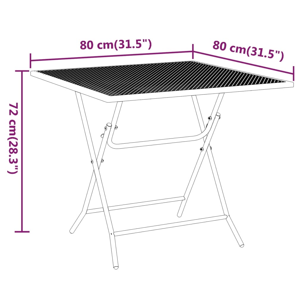 3 Piece Garden Dining Set Expanded Metal Mesh Anthracite