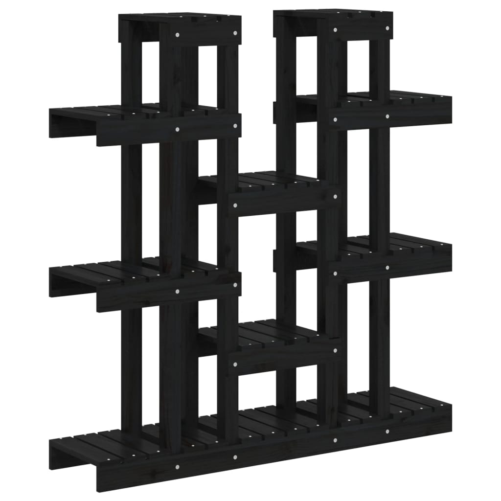 Plant Stand Black 104.5x25x109.5 cm Solid Wood Pine