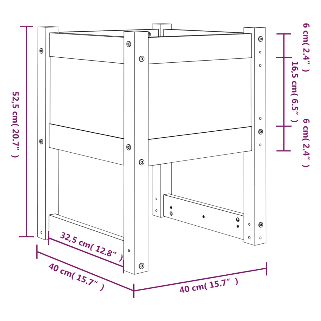 Planter Grey 40x40x52.5 cm Solid Wood Pine