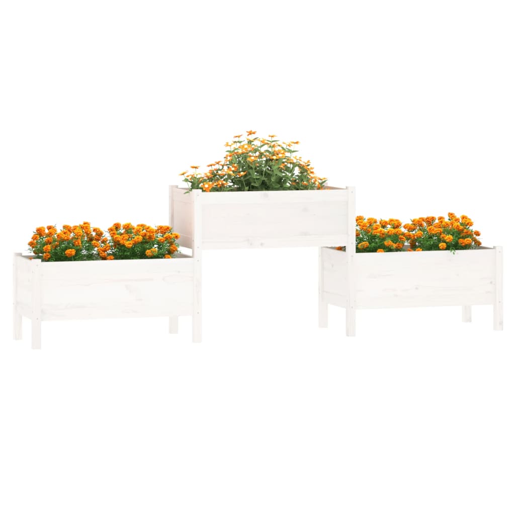 Planter White 245.5x44x75 cm Solid Wood Pine