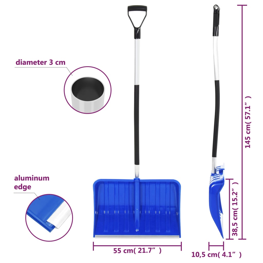 Snow Shovel Blue 145 cm Aluminium