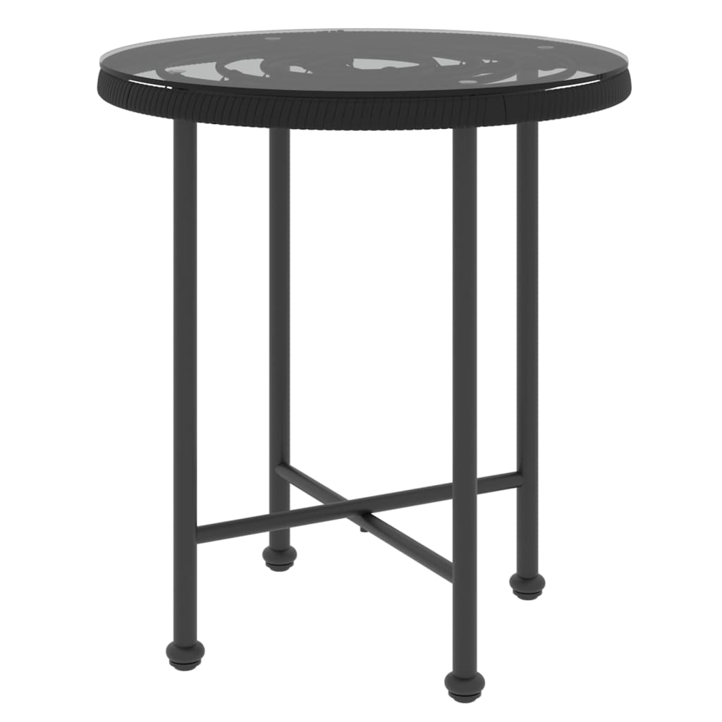 Dining Table Black Ø50 cm Tempered Glass and Steel