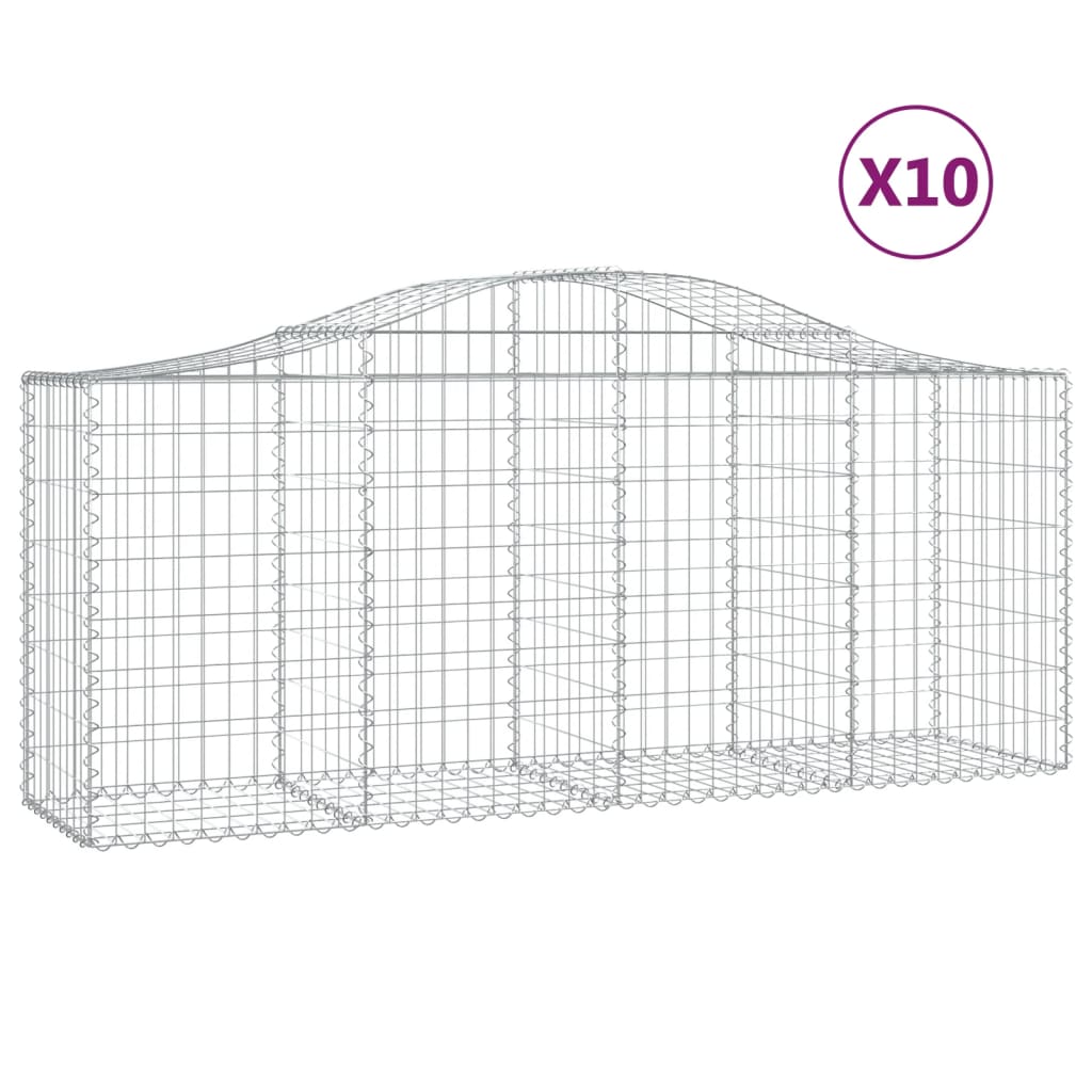 Arched Gabion Baskets 10 pcs 200x50x80/100 cm Galvanised Iron