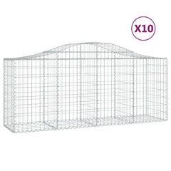 Arched Gabion Baskets 10 pcs 200x50x80/100 cm Galvanised Iron