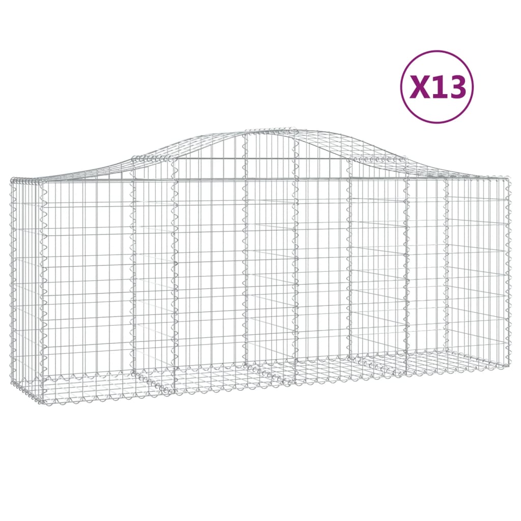 Arched Gabion Baskets 13 pcs 200x50x80/100 cm Galvanised Iron