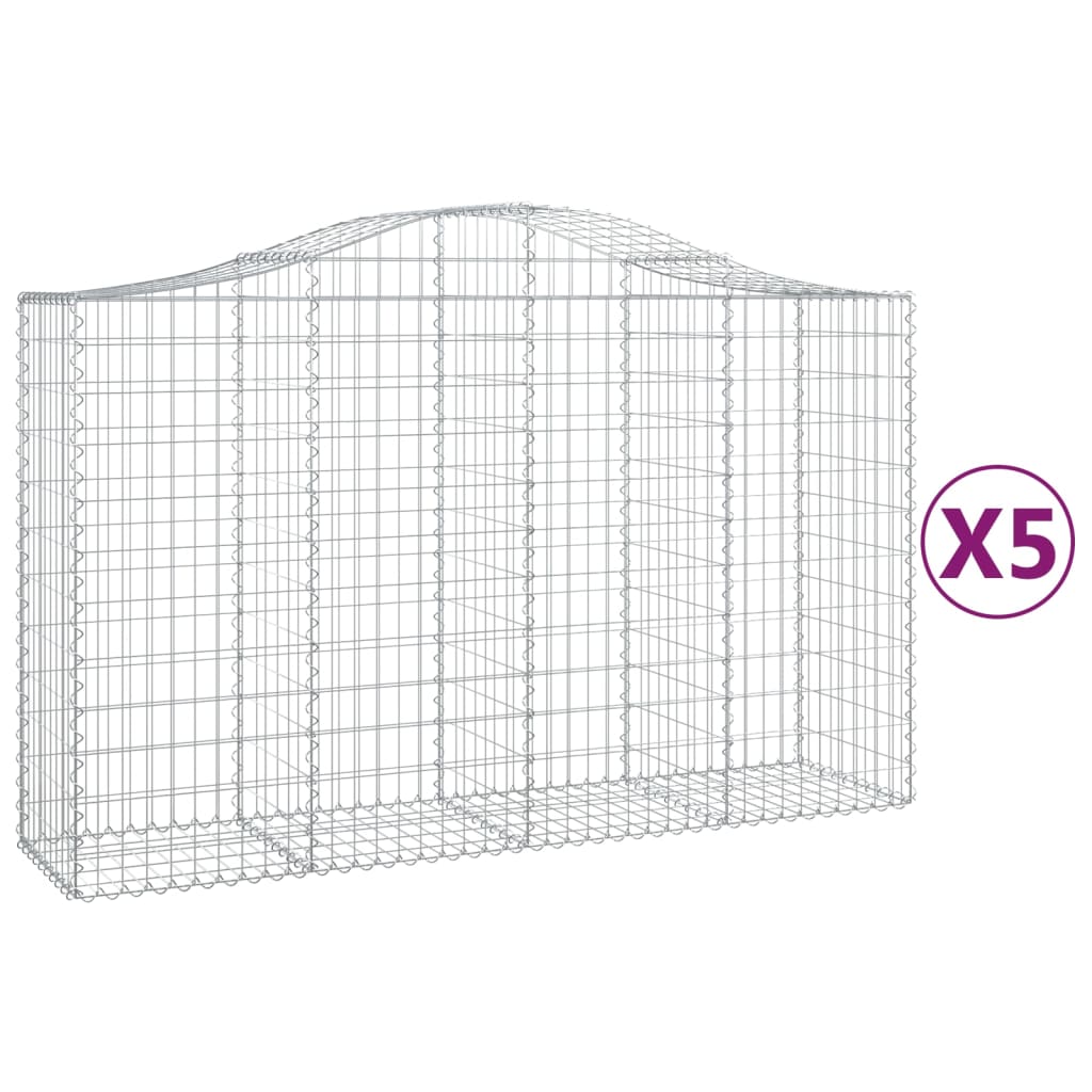 Arched Gabion Baskets 5 pcs 200x50x120/140 cm Galvanised Iron