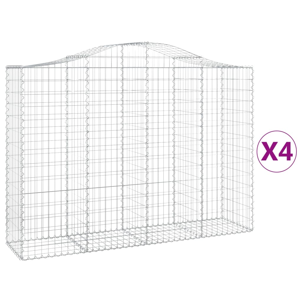 Arched Gabion Baskets 4 pcs 200x50x140/160 cm Galvanised Iron