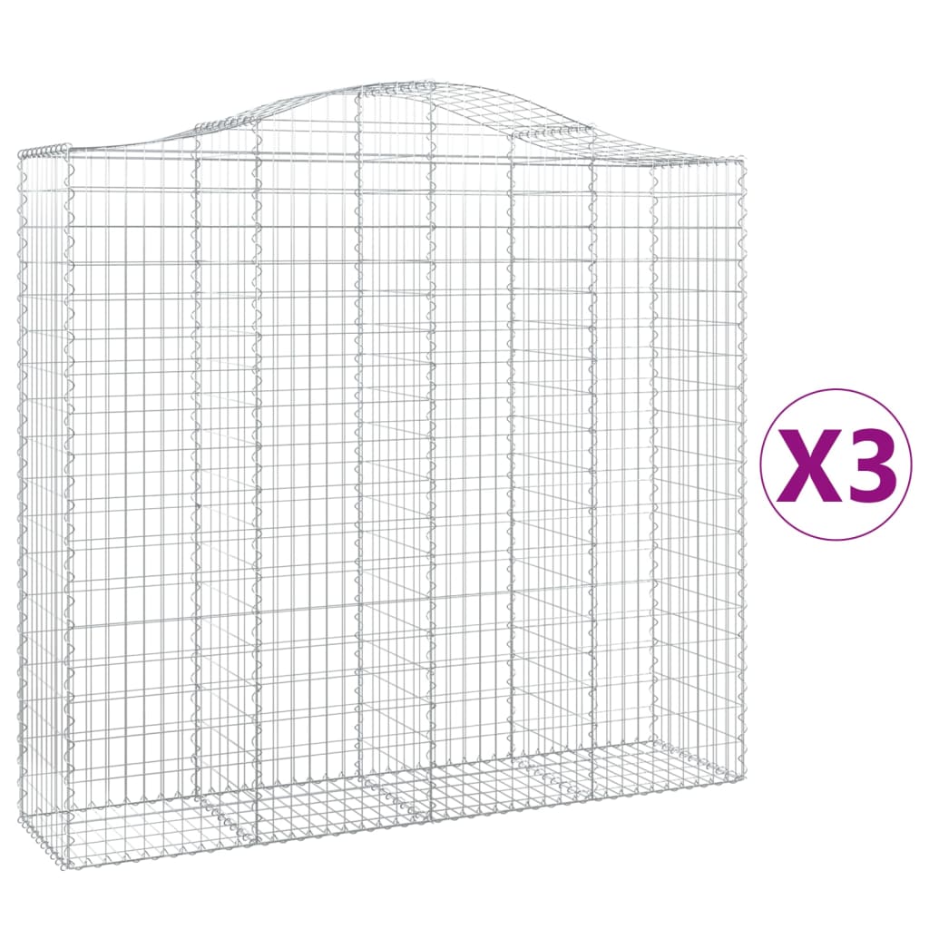 Arched Gabion Baskets 3 pcs 200x50x180/200 cm Galvanised Iron