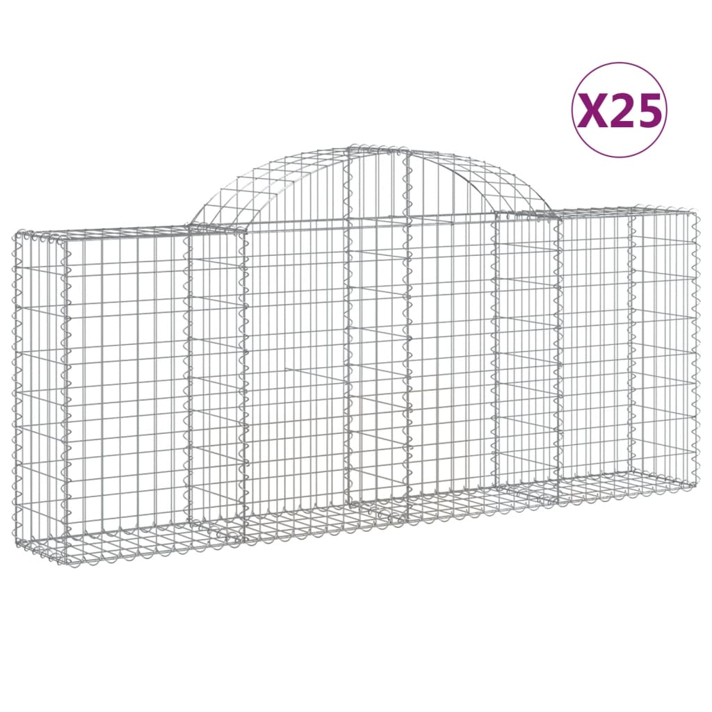 Arched Gabion Baskets 25 pcs 200x30x80/100 cm Galvanised Iron