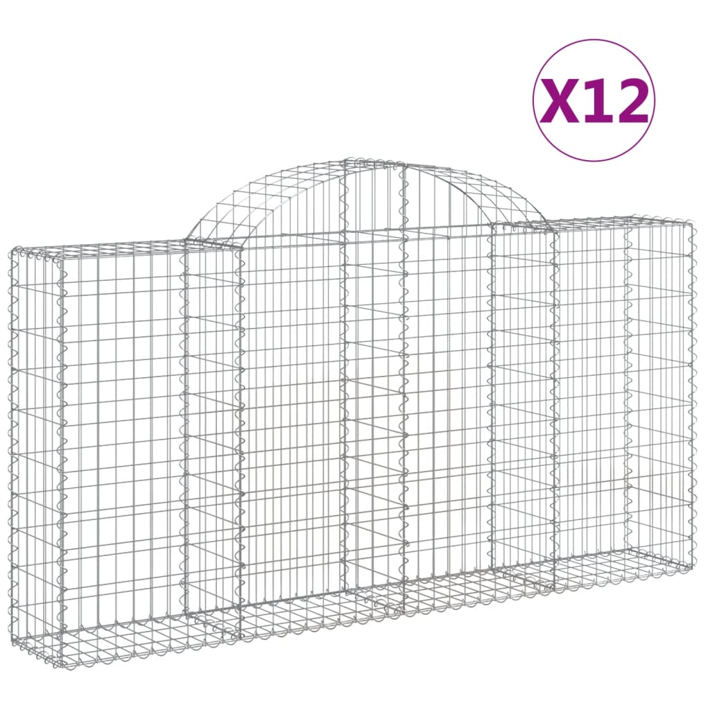 Arched Gabion Baskets 12 pcs 200x30x100/120 cm Galvanised Iron