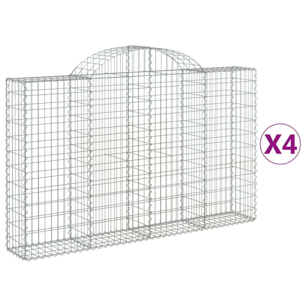 Arched Gabion Baskets 4 pcs 200x30x120/140 cm Galvanised Iron