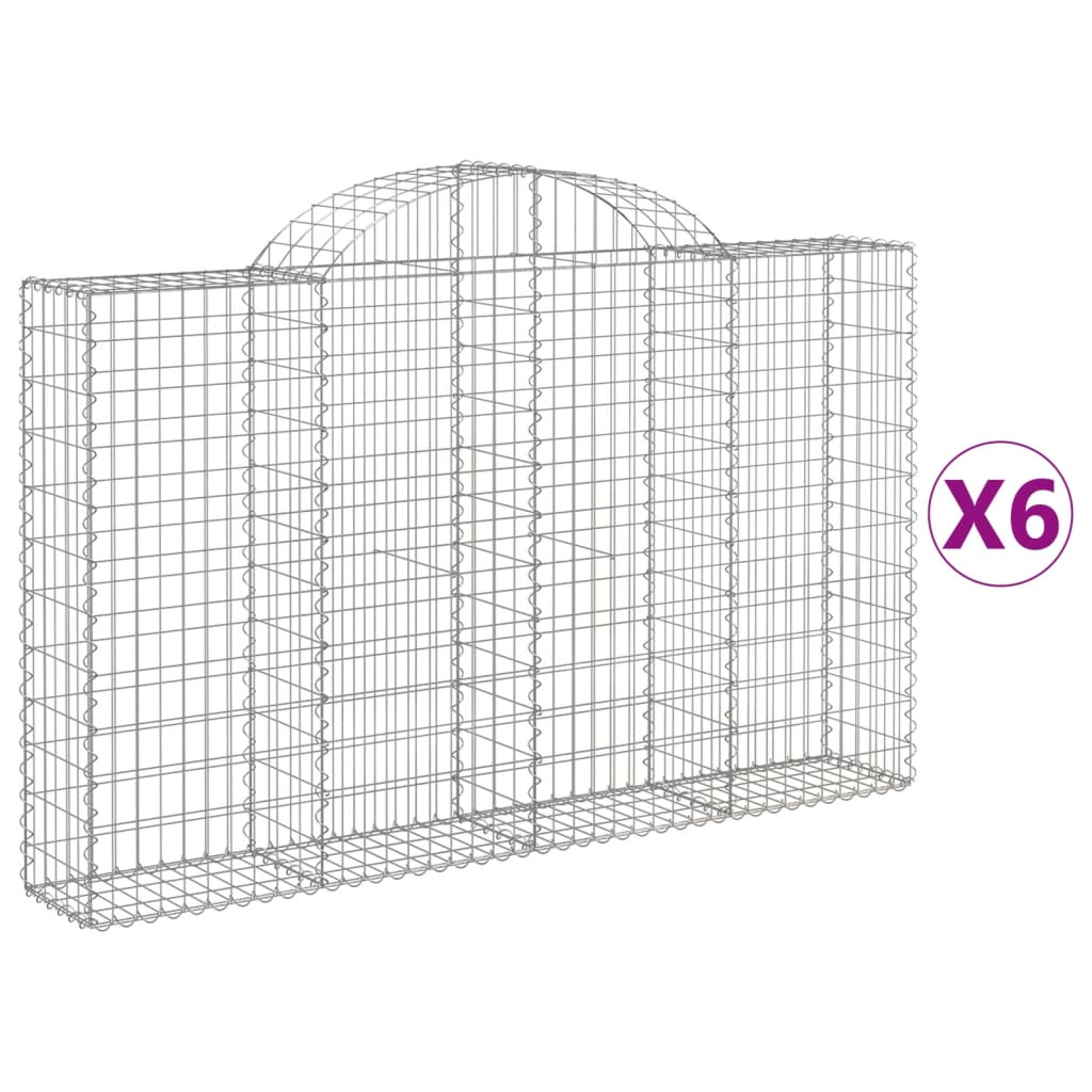 Arched Gabion Baskets 6 pcs 200x30x120/140 cm Galvanised Iron