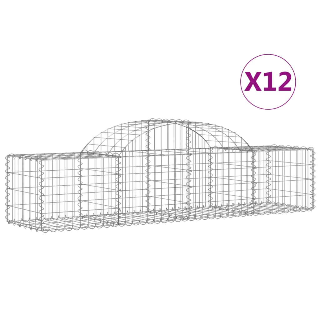 Arched Gabion Baskets 12 pcs 200x50x40/60 cm Galvanised Iron