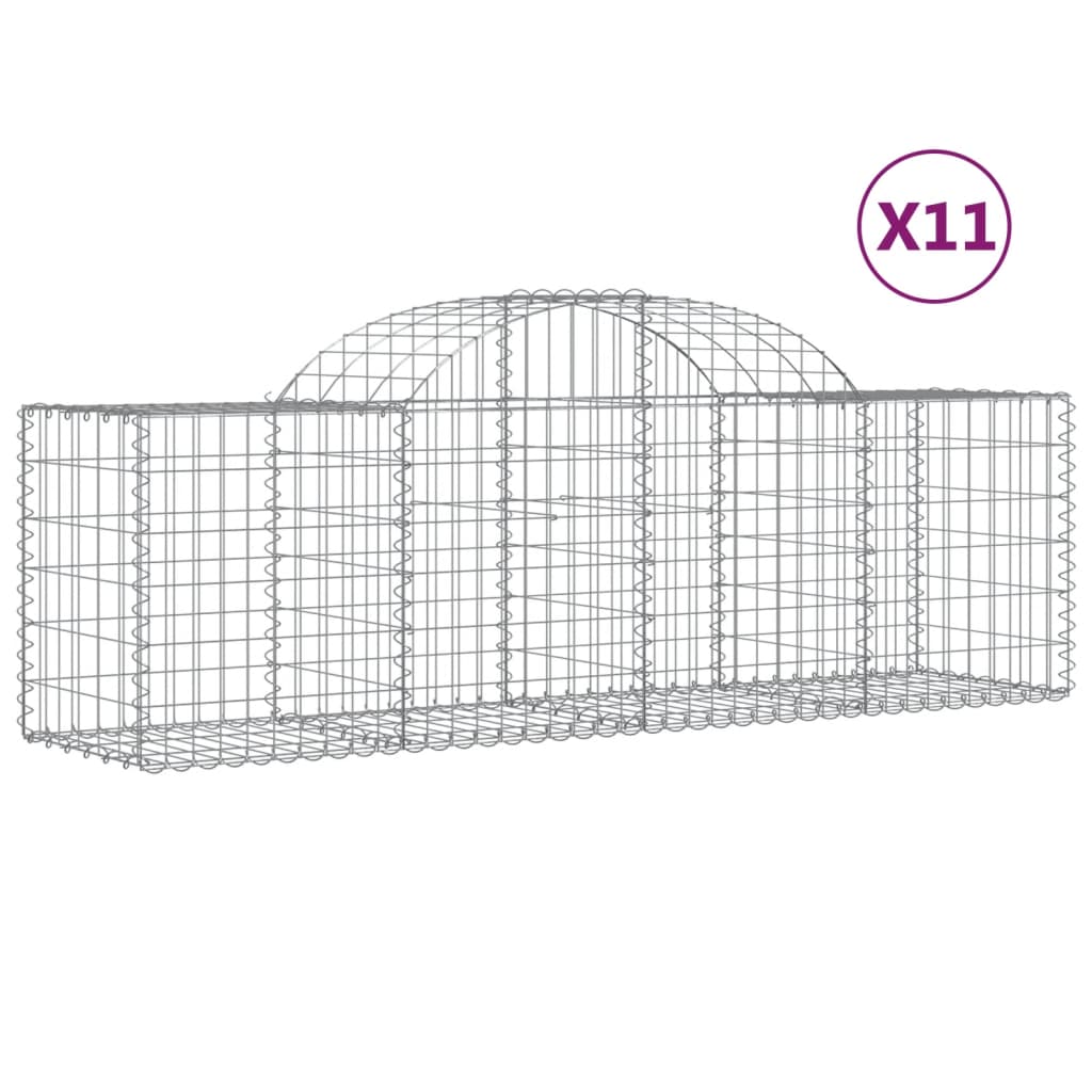 Arched Gabion Baskets 11 pcs 200x50x60/80 cm Galvanised Iron