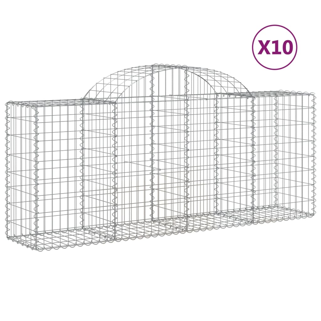 Arched Gabion Baskets 10 pcs 200x50x80/100 cm Galvanised Iron