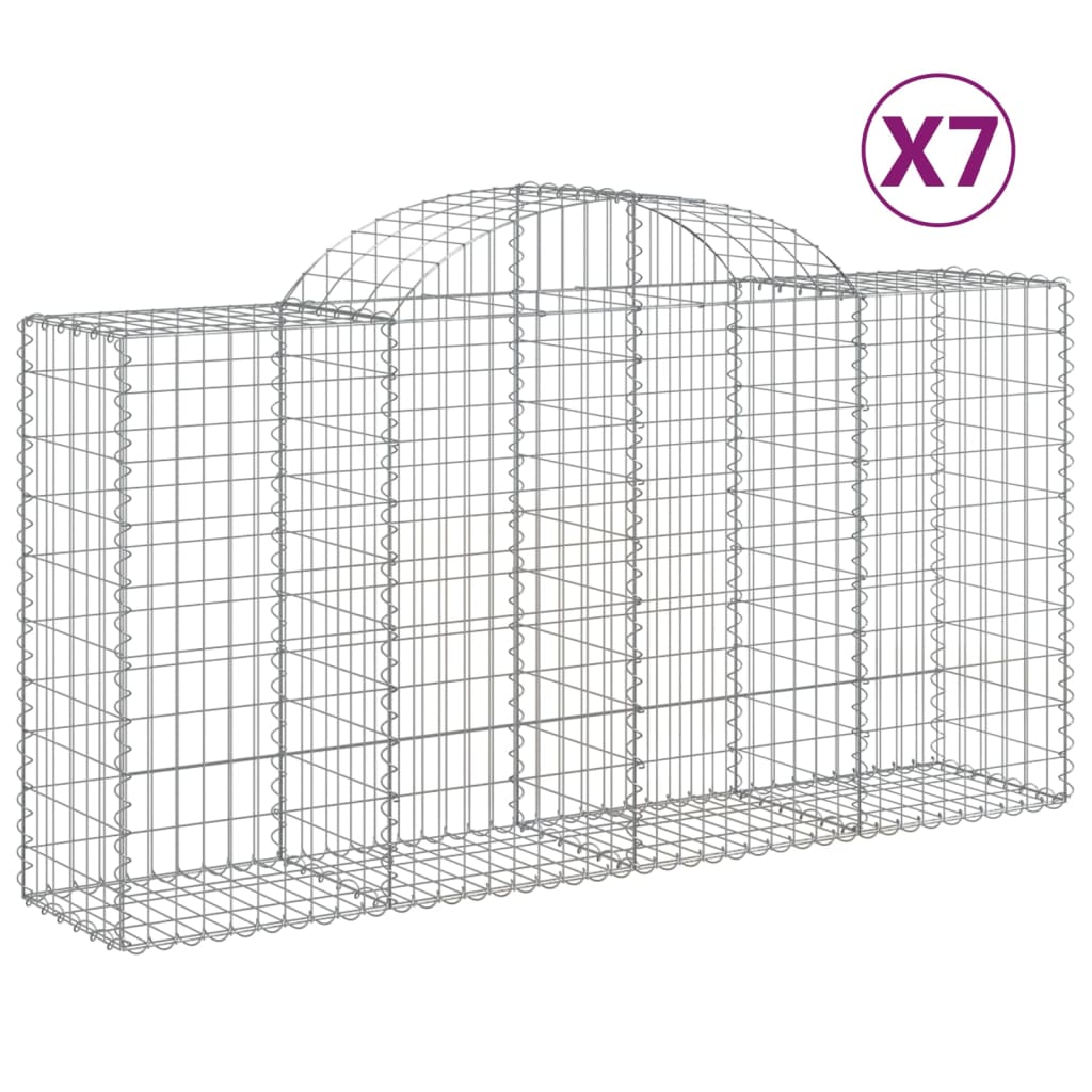 Arched Gabion Baskets 7 pcs 200x50x100/120 cm Galvanised Iron