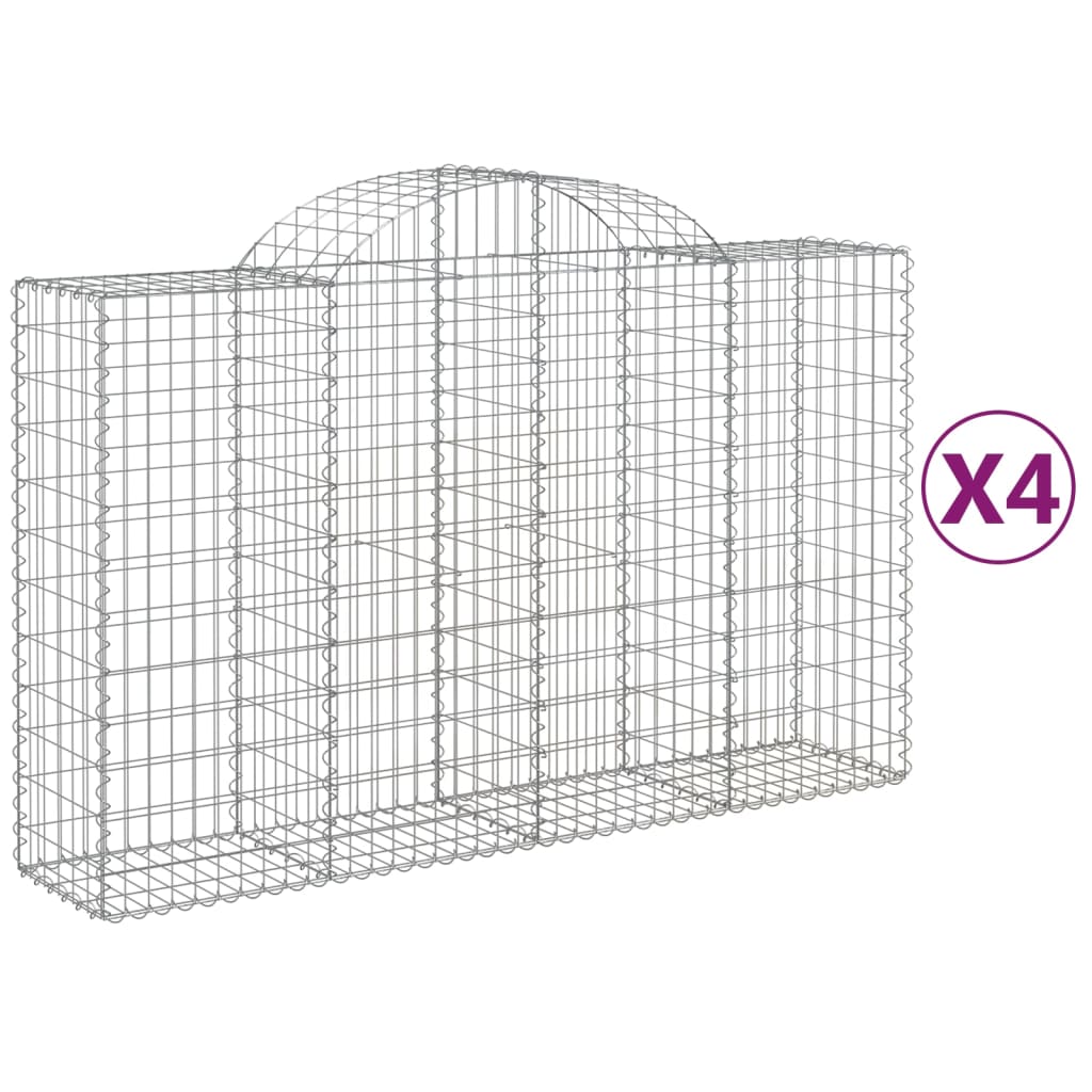 Arched Gabion Baskets 4 pcs 200x50x120/140 cm Galvanised Iron