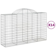 Arched Gabion Baskets 14 pcs 200x50x120/140 cm Galvanised Iron