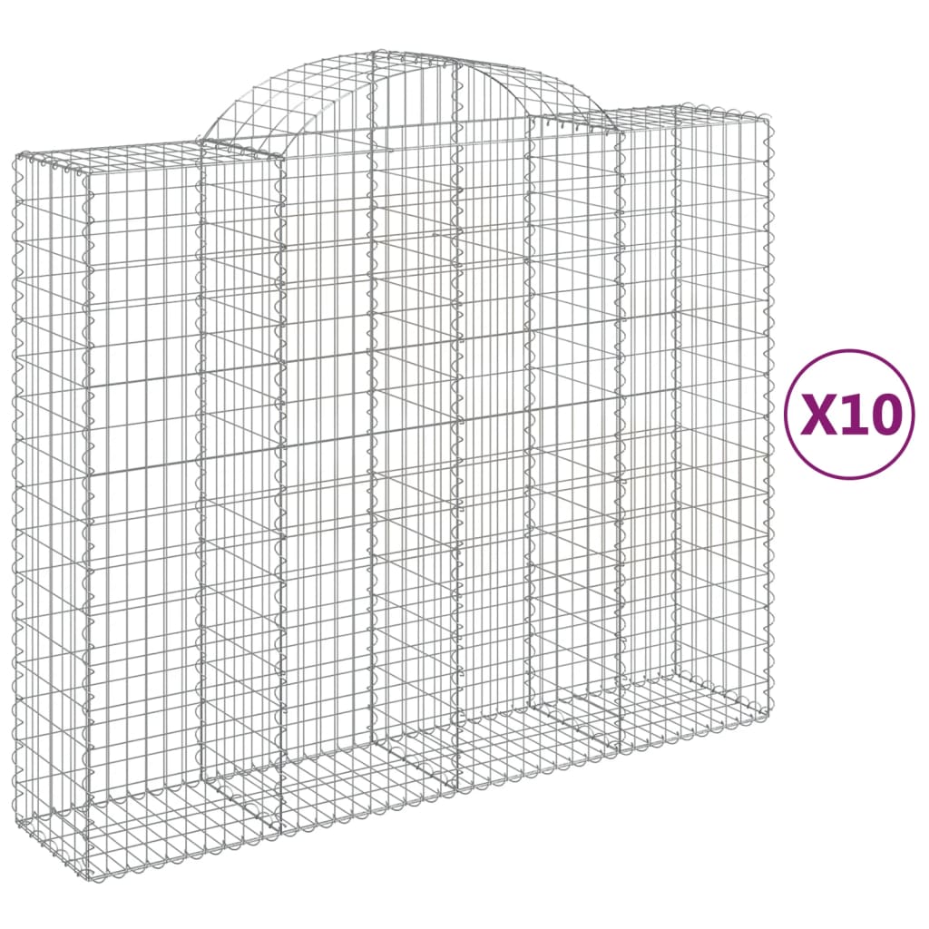 Arched Gabion Baskets 10 pcs 200x50x160/180 cm Galvanised Iron