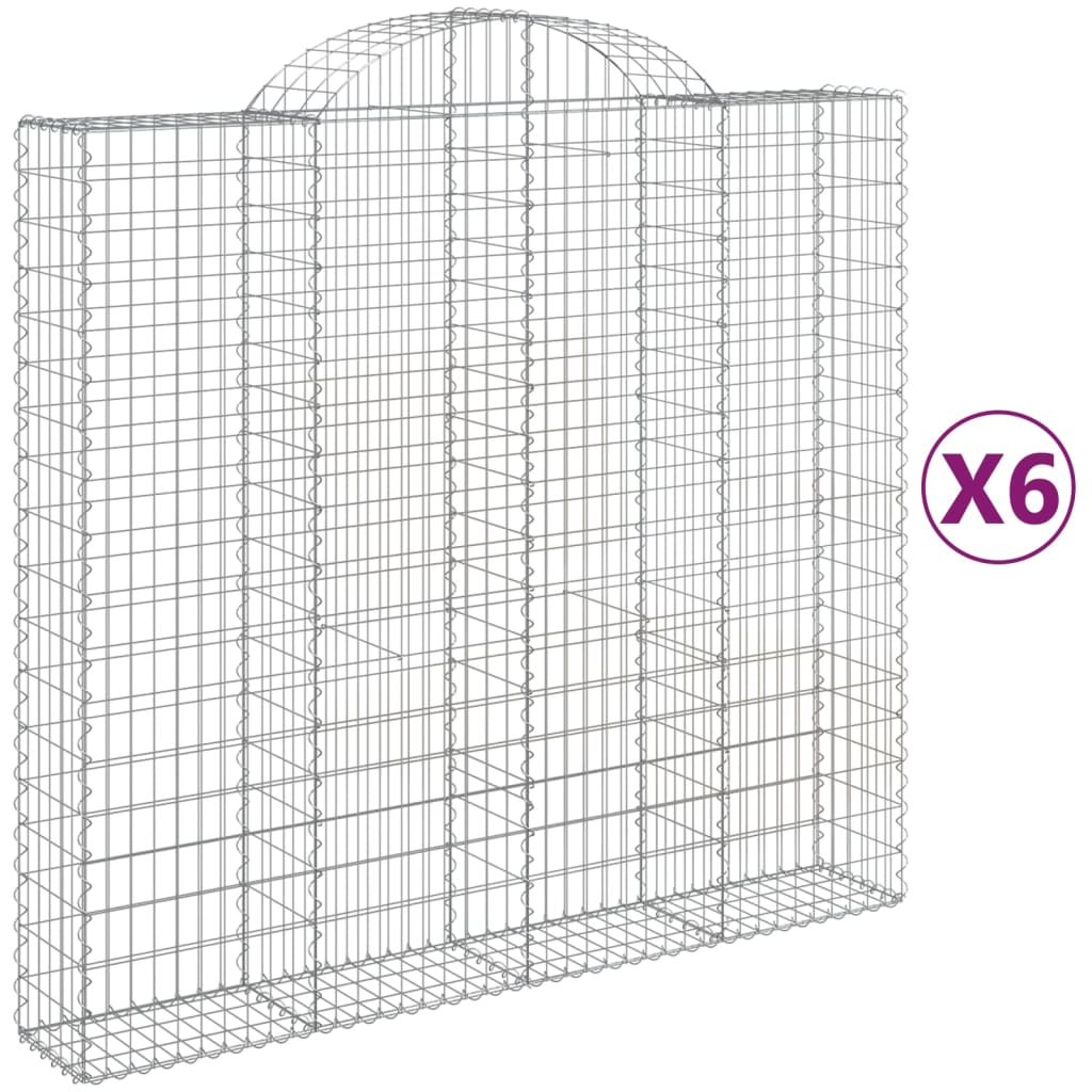 Arched Gabion Baskets 6 pcs 200x50x180/200 cm Galvanised Iron