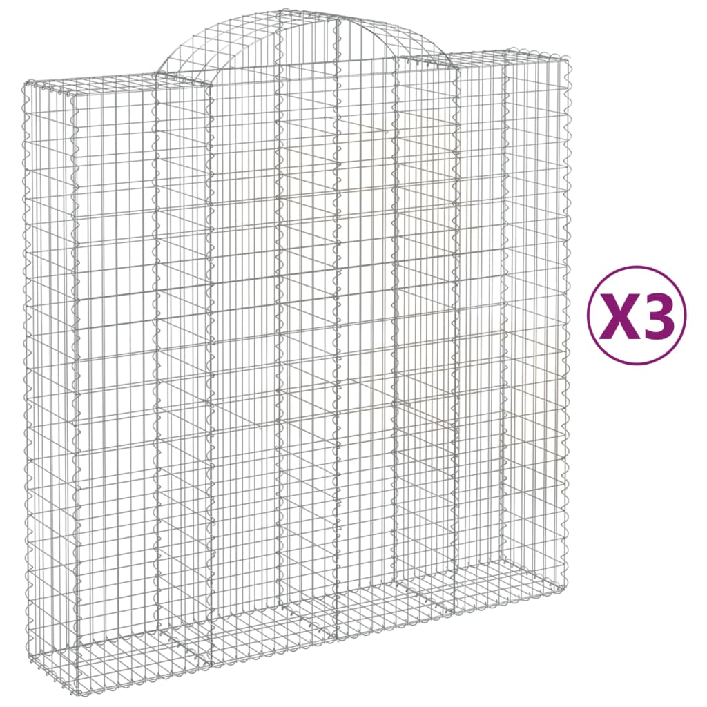 Arched Gabion Baskets 3 pcs 200x50x200/220 cm Galvanised Iron