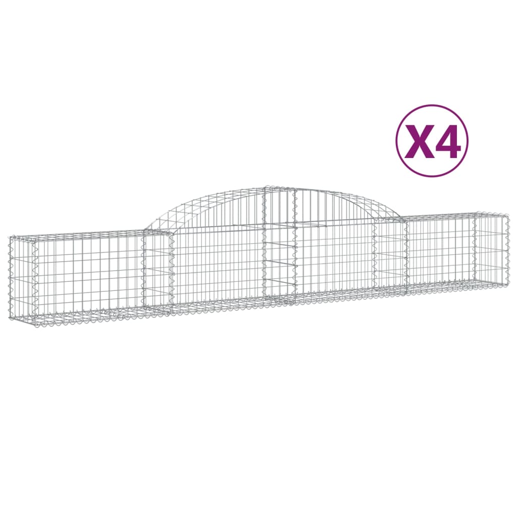 Arched Gabion Baskets 4 pcs 300x30x40/60 cm Galvanised Iron