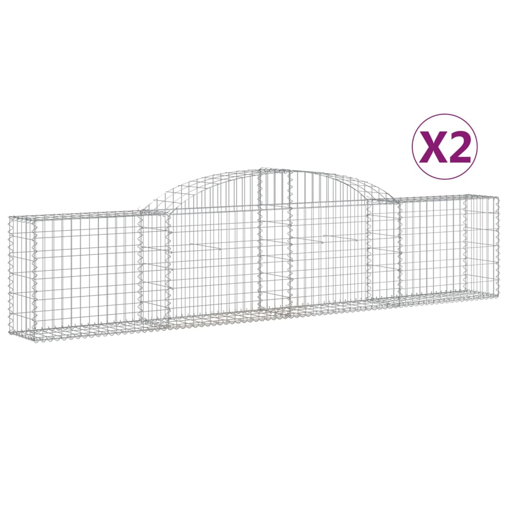 Arched Gabion Baskets 2 pcs 300x30x60/80 cm Galvanised Iron