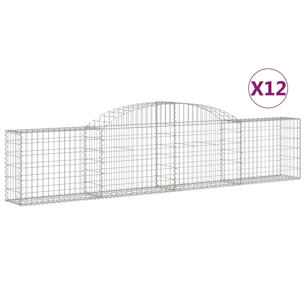 Arched Gabion Baskets 12 pcs 300x30x60/80 cm Galvanised Iron