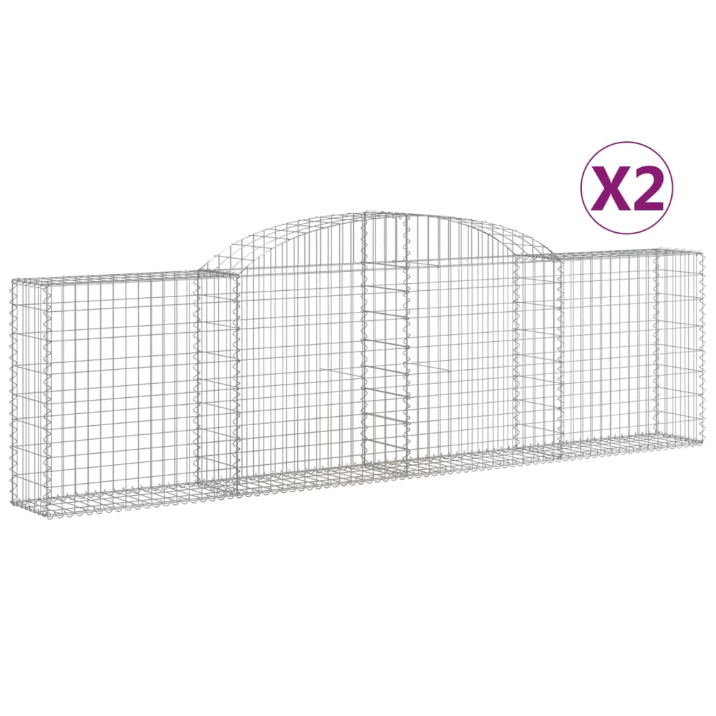 Arched Gabion Baskets 2 pcs 300x30x80/100 cm Galvanised Iron