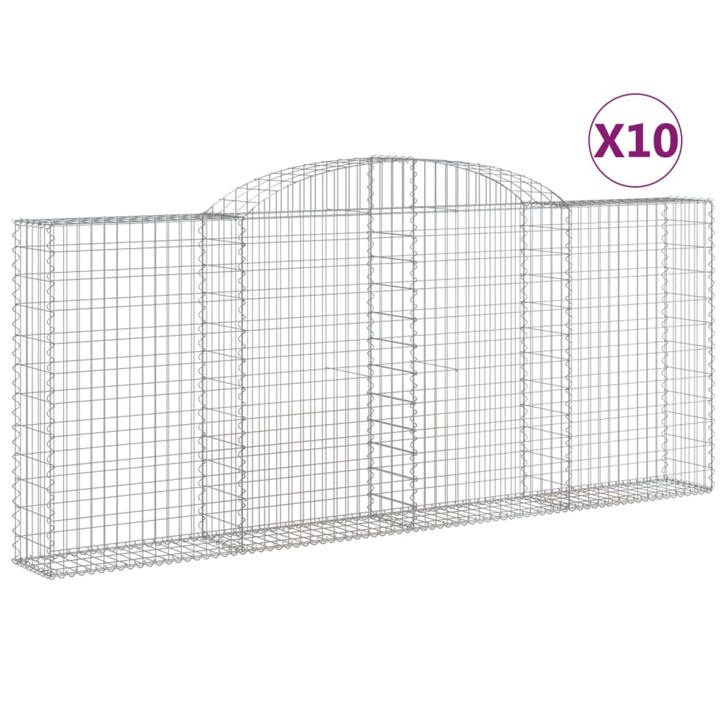 Arched Gabion Baskets 10 pcs 300x30x120/140 cm Galvanised Iron