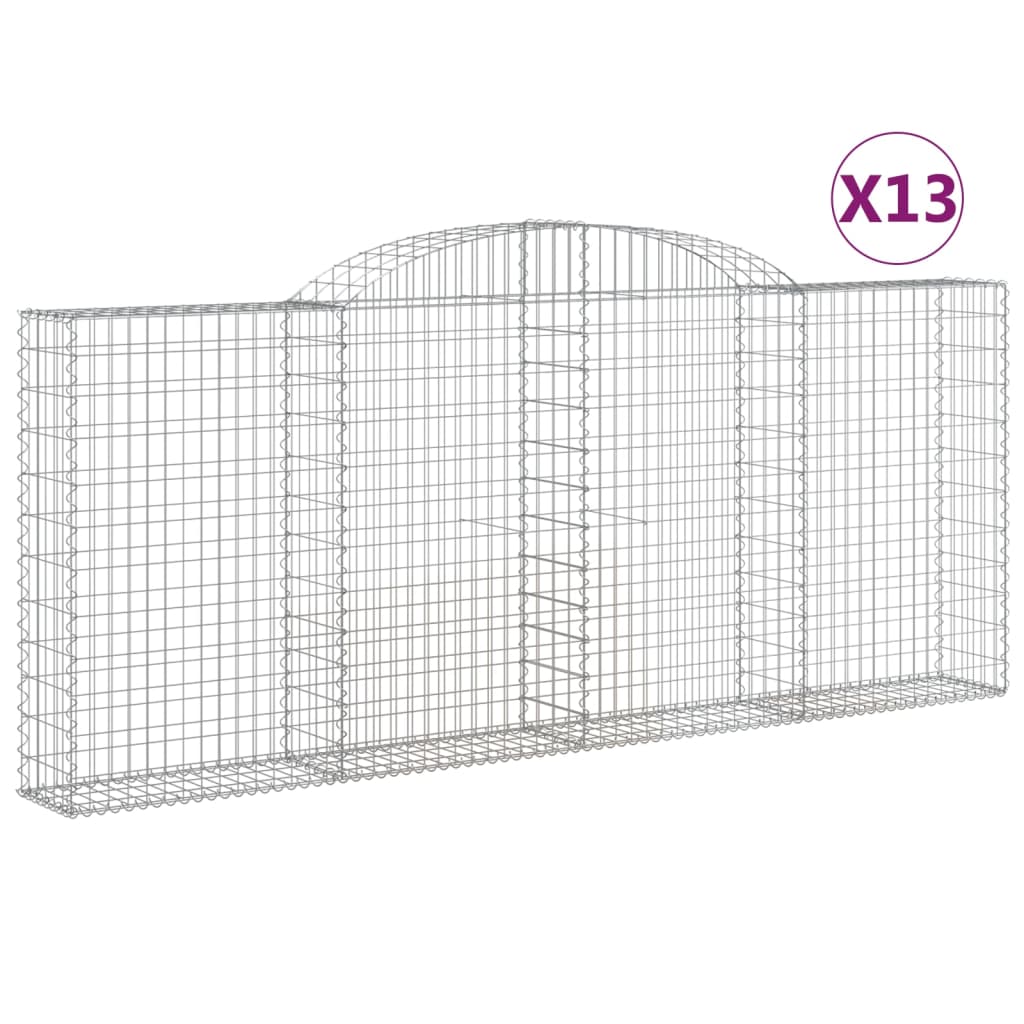 Arched Gabion Baskets 13 pcs 300x30x120/140 cm Galvanised Iron