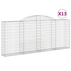 Arched Gabion Baskets 13 pcs 300x30x120/140 cm Galvanised Iron