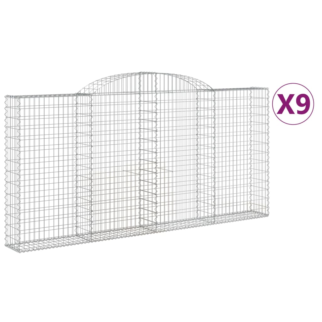 Arched Gabion Baskets 9 pcs 300x30x140/160 cm Galvanised Iron