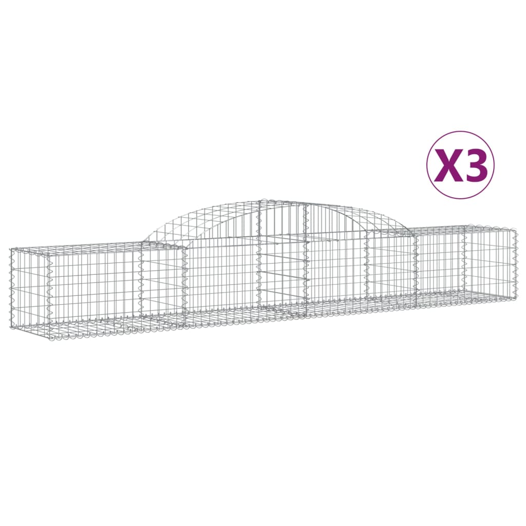 Arched Gabion Baskets 3 pcs 300x50x40/60 cm Galvanised Iron