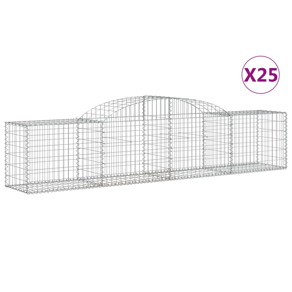 Arched Gabion Baskets 25 pcs 300x50x60/80 cm Galvanised Iron